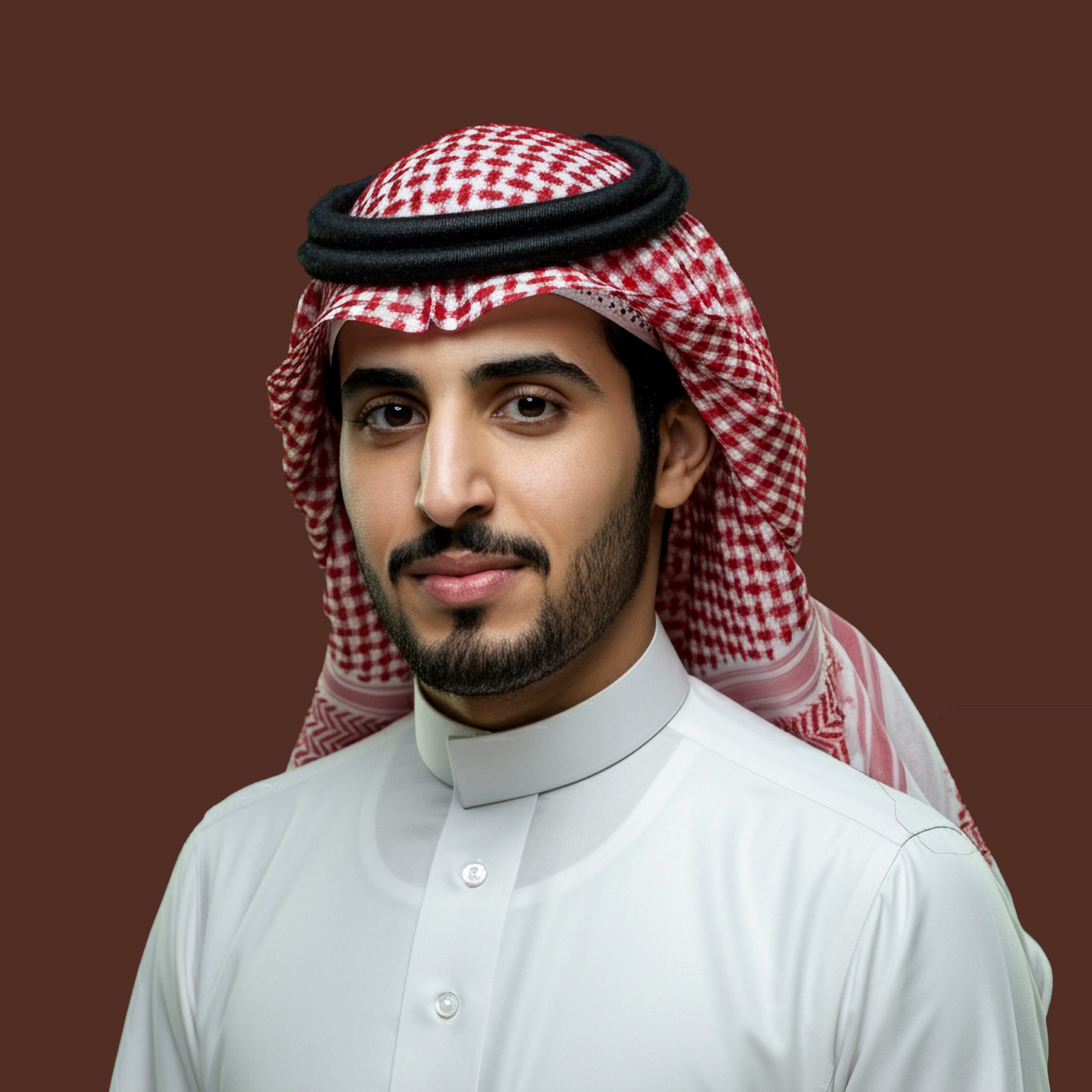 I,Want,A,Portrait,Image,,With,A,Plain,,Dark,Background, I want a portrait image, with a plain, dark background, of a Saudi man in the traditional formal dress, the thobe and shemagh. He has a beard and mustache